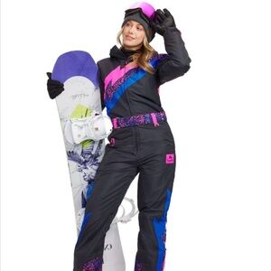 Tipsy Elves Black Snowsuit with Pink Logo